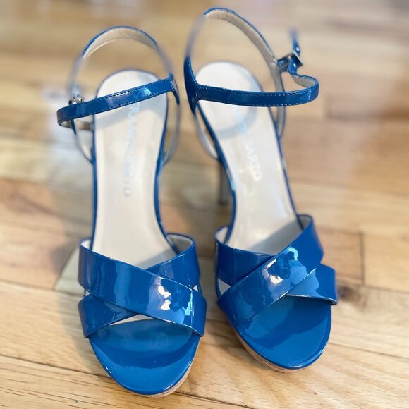 Franco Sarto Blue Patent Leather Platform Heels Sz 7 - Picture 3 of 8